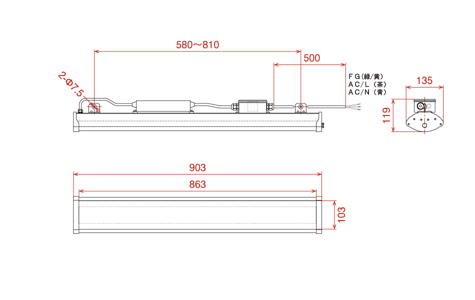 日動工業株式会社｜防雨型LEDベースライト100W