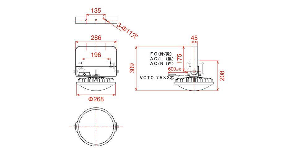 日動工業株式会社｜ハイスペックハイディスク100W 吊下げ型 【重耐塩仕様】