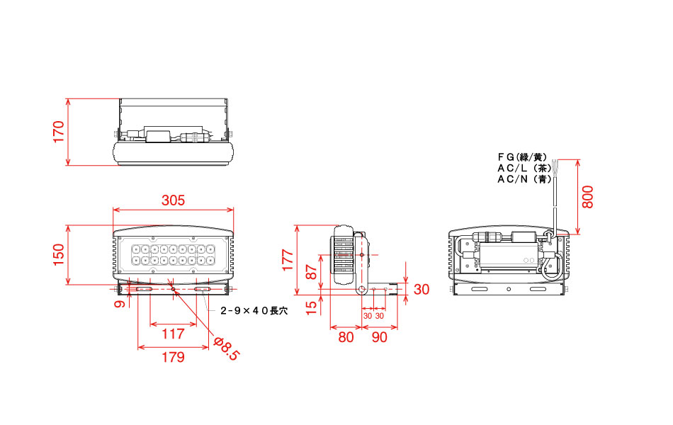 日動工業株式会社｜スクエアライト50W 吊下げ型 ワイド