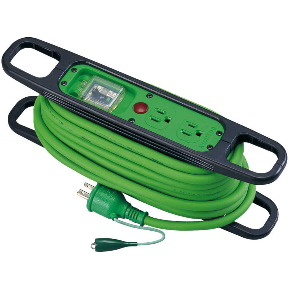 日動 ハンドリール １００Ｖ ３芯×１０ｍ 緑 アース漏電しゃ断器付 HR